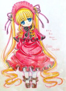 Rating: Safe Score: 0 Tags: 1girl blonde_hair blue_eyes bonnet bow bowtie dress drill_hair full_body image long_hair long_sleeves looking_at_viewer red_dress shinku shoes solo standing traditional_media twin_drills twintails very_long_hair white_legwear User: admin