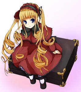 Rating: Safe Score: 0 Tags: 1girl bad_id bad_pixiv_id blonde_hair blue_eyes blush bonnet box capelet dress drill_hair full_body image long_hair long_sleeves looking_at_viewer rozen_maiden shinku shoes sitting smile solo suika-tk suitcase twin_drills twintails very_long_hair User: admin