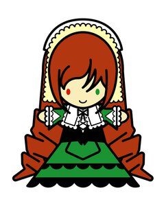 Rating: Safe Score: 0 Tags: 1girl chibi dress frills green_dress image lolita_fashion long_sleeves ribbon short_hair simple_background smile solo suiseiseki white_background User: admin