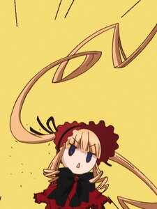 Rating: Safe Score: 0 Tags: 1 1girl blonde_hair blue_eyes bonnet bow bowtie drill_hair image long_hair long_sleeves ribbon shinku simple_background solo very_long_hair yellow_background User: admin