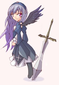 Rating: Safe Score: 0 Tags: 1girl black_wings dress frills full_body hairband image long_hair long_sleeves looking_at_viewer solo suigintou sword weapon wings User: admin