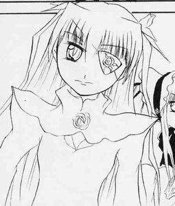 Rating: Safe Score: 0 Tags: 1girl barasuishou dress eyepatch greyscale image long_hair looking_at_viewer monochrome rose simple_background solo upper_body white_background User: admin