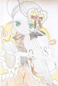 Rating: Safe Score: 0 Tags: 1girl auto_tagged blonde_hair dress flower green_eyes image instrument kanaria long_sleeves rose solo traditional_media twin_drills User: admin