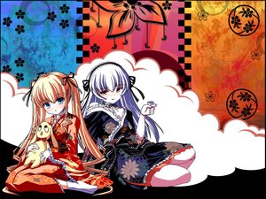 Rating: Safe Score: 0 Tags: 2girls blonde_hair blue_eyes blush dress hairband image japanese_clothes lolita_hairband long_hair multiple_girls pair ribbon shinku sitting stuffed_animal suigintou twintails User: admin