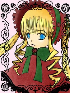 Rating: Safe Score: 0 Tags: 1girl blonde_hair blue_eyes bonnet bow bowtie dress drill_hair flower green_bow image long_hair long_sleeves looking_at_viewer pink_background rose shinku sidelocks simple_background solo twin_drills twintails upper_body yellow_background User: admin