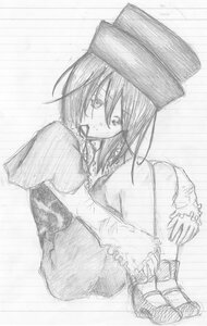 Rating: Safe Score: 0 Tags: 1girl dress frills greyscale hat image long_sleeves monochrome shoes short_hair sitting sketch sleeves_past_wrists solo souseiseki User: admin