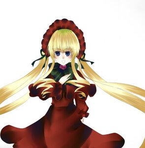 Rating: Safe Score: 0 Tags: 1girl :d blonde_hair blue_eyes blush bonnet bow bowtie cowboy_shot dress green_bow image long_hair long_sleeves looking_at_viewer open_mouth red_dress shinku sidelocks simple_background smile solo standing twintails very_long_hair white_background User: admin