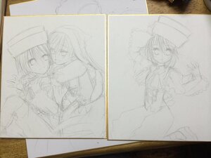 Rating: Safe Score: 0 Tags: 2girls dress graphite_(medium) hat image long_hair long_sleeves looking_at_viewer monochrome multiple_girls pair photo short_hair sketch smile souseiseki suiseiseki traditional_media User: admin