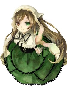 Rating: Safe Score: 0 Tags: 1girl black_ribbon brown_hair dress frills green_dress green_eyes heterochromia image long_hair long_sleeves looking_at_viewer red_eyes ribbon simple_background smile solo suiseiseki very_long_hair white_background User: admin