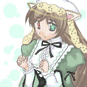 Rating: Safe Score: 0 Tags: 1girl bangs black_ribbon brown_hair dress frills green_dress green_eyes image long_hair long_sleeves red_eyes ribbon solo suiseiseki upper_body User: admin