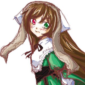 Rating: Safe Score: 0 Tags: 1girl bangs bow brown_hair closed_mouth dress frills green_dress green_eyes heterochromia image long_hair long_sleeves looking_at_viewer red_eyes simple_background solo suiseiseki very_long_hair white_background User: admin