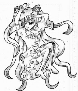 Rating: Safe Score: 0 Tags: 1girl absurdly_long_hair arms_up dress flower frills greyscale image kirakishou long_hair long_sleeves monochrome solo traditional_media very_long_hair wide_sleeves User: admin