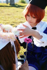 Rating: Safe Score: 0 Tags: 1girl blurry blurry_foreground depth_of_field dress flower hat long_sleeves looking_at_viewer multiple_cosplay nose out_of_frame red_hair shirt smile solo_focus tagme User: admin