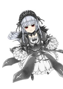 Rating: Safe Score: 0 Tags: 1girl dress frills gothic_lolita hairband image juliet_sleeves lolita_fashion lolita_hairband long_hair long_sleeves looking_at_viewer puffy_sleeves red_eyes ribbon rose silver_hair simple_background smile solo suigintou white_background wings User: admin