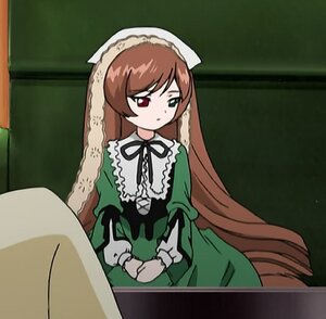 Rating: Safe Score: 0 Tags: 1girl brown_hair dress frills green_dress heterochromia image long_hair long_sleeves red_eyes sitting solo suiseiseki very_long_hair User: admin