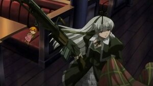 Rating: Safe Score: 0 Tags: 1girl doll dress image long_hair long_sleeves ribbon sitting solo stairs suigintou very_long_hair User: admin