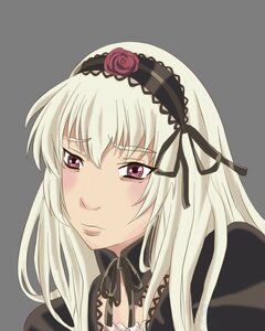 Rating: Safe Score: 0 Tags: 1girl bangs black_ribbon closed_mouth detached_collar flower hairband image long_hair looking_at_viewer portrait red_rose ribbon rose silver_hair simple_background smile solo suigintou white_background User: admin