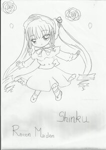 Rating: Safe Score: 0 Tags: 1girl bowtie dress flower full_body image long_hair long_sleeves looking_at_viewer monochrome ribbon rose shinku simple_background solo standing twintails very_long_hair User: admin