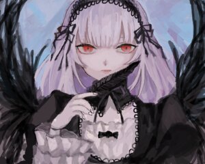 Rating: Safe Score: 0 Tags: 1girl bangs black_feathers black_ribbon black_wings closed_mouth detached_collar dress feathered_wings feathers frills hairband image long_hair long_sleeves looking_at_viewer red_eyes ribbon silver_hair solo suigintou upper_body white_wings wings User: admin