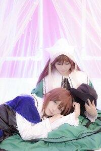Rating: Safe Score: 0 Tags: 1boy 1girl bangs brother_and_sister brown_hair closed_eyes curtains dress frills green_dress lap_pillow long_sleeves lying multiple_cosplay short_hair siblings sisters smile suiseiseki tagme twins User: admin