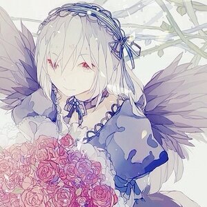 Rating: Safe Score: 0 Tags: 1girl black_wings bouquet feathered_wings flower hairband image looking_at_viewer red_eyes red_flower red_rose ribbon rose short_hair solo suigintou wings User: admin