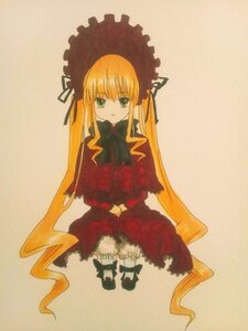 Rating: Safe Score: 0 Tags: 1girl blonde_hair bonnet dress expressionless full_body green_eyes image long_hair long_sleeves looking_at_viewer red_dress shinku simple_background sitting solo twintails very_long_hair User: admin