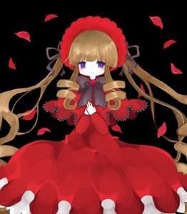 Rating: Safe Score: 0 Tags: 1girl blonde_hair blue_eyes blush bonnet bow dress drill_hair flower image long_hair long_sleeves looking_at_viewer petals red_dress rose rose_petals shinku solo twintails very_long_hair User: admin