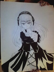 Rating: Safe Score: 0 Tags: 1girl auto_tagged closed_mouth dress frilled_sleeves frills hairband image long_hair long_sleeves looking_at_viewer monochrome photo ribbon solo suigintou traditional_media wings User: admin