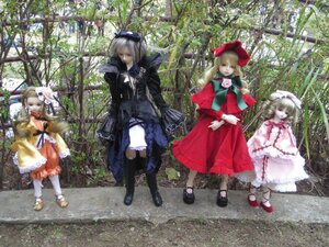Rating: Safe Score: 0 Tags: 4girls blonde_hair bonnet boots brown_hair doll dress flower hat long_hair long_sleeves mary_janes multiple_dolls multiple_girls nature standing tagme User: admin