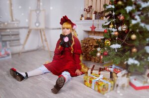 Rating: Safe Score: 0 Tags: 1girl blonde_hair blue_eyes blurry blurry_background blurry_foreground bow christmas christmas_ornaments christmas_tree depth_of_field dress gift long_hair pantyhose photo photo_background red_dress shinku sitting snow solo User: admin