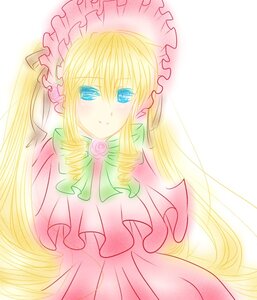 Rating: Safe Score: 0 Tags: 1girl blonde_hair blue_eyes blush dress drill_hair flower image long_hair long_sleeves looking_at_viewer pink_flower pink_rose rose shinku simple_background smile solo twin_drills twintails very_long_hair white_background User: admin