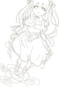 Rating: Safe Score: 0 Tags: 1girl bangs blush bow capelet dress eyebrows_visible_through_hair full_body image long_hair long_sleeves looking_at_viewer monochrome parted_lips shinku shoes sketch solo standing striped striped_background twintails vertical_stripes very_long_hair white_background User: admin