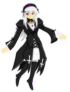 Rating: Safe Score: 0 Tags: 1girl black_dress boots cross-laced_clothes detached_collar dress frilled_sleeves frills full_body hairband image long_sleeves looking_at_viewer puffy_sleeves red_eyes ribbon simple_background solo standing suigintou white_background wings User: admin