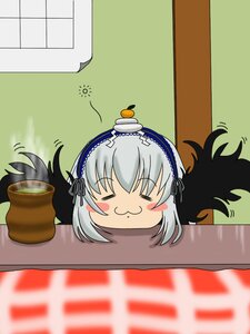 Rating: Safe Score: 0 Tags: 1girl :3 black_wings blush_stickers chibi closed_eyes food hairband image lolita_hairband long_hair silver_hair solo suigintou table User: admin