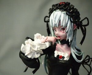 Rating: Safe Score: 0 Tags: 1girl black_dress doll dress finger_to_mouth flower frills hairband juliet_sleeves long_hair long_sleeves photo red_eyes red_flower rose solo suigintou upper_body wings User: admin