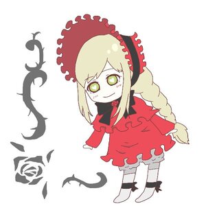 Rating: Safe Score: 0 Tags: 1girl blonde_hair blush bow braid chibi dress flower green_eyes image long_hair red_dress rose shinku sidelocks smile solo striped User: admin