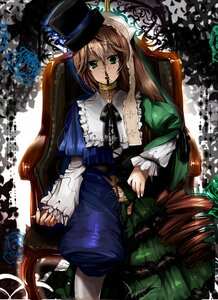 Rating: Safe Score: 0 Tags: 1girl blue_flower blue_rose brown_hair chair costume_switch dress drill_hair flower frills gothic_lolita green_eyes hat image lolita_fashion long_hair rose sitting solo souseiseki suiseiseki top_hat User: admin