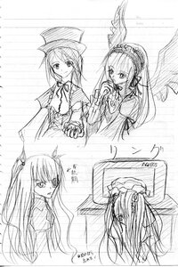 Rating: Safe Score: 0 Tags: blush bonnet dress frills greyscale hat image long_hair long_sleeves looking_at_viewer monochrome multiple multiple_girls sketch smile suigintou tagme very_long_hair wings User: admin