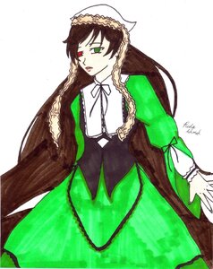 Rating: Safe Score: 0 Tags: 1girl braid brown_hair dress frills green_dress green_eyes heterochromia image long_hair long_sleeves looking_at_viewer red_eyes simple_background solo suiseiseki white_background User: admin