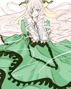 Rating: Safe Score: 0 Tags: 1girl black_ribbon closed_mouth costume_switch dress frills green_dress image long_hair long_sleeves looking_at_viewer ribbon simple_background solo very_long_hair User: admin