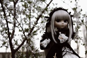 Rating: Safe Score: 0 Tags: 1girl bangs blurry blurry_background blurry_foreground cup depth_of_field doll dress gothic_lolita holding long_hair long_sleeves looking_at_viewer motion_blur photo saucer solo suigintou teacup User: admin