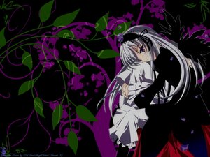 Rating: Safe Score: 0 Tags: 1girl black_wings dress flower frills hairband image lolita_hairband long_hair long_sleeves looking_at_viewer plant purple_eyes ribbon silver_hair solo suigintou very_long_hair vines wings User: admin