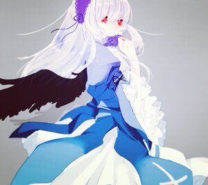 Rating: Safe Score: 0 Tags: 1girl black_wings dress feathered_wings feathers flower frills hairband image juliet_sleeves long_hair long_sleeves looking_at_viewer puffy_sleeves purple_flower purple_rose red_eyes ribbon rose solo suigintou wings User: admin