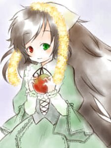 Rating: Safe Score: 0 Tags: 1girl apple blush dress food fruit green_dress green_eyes heterochromia holding holding_food holding_fruit image long_sleeves looking_at_viewer red_eyes solo suiseiseki User: admin