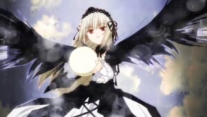 Rating: Safe Score: 0 Tags: 1girl bangs black_dress black_ribbon black_wings cloud dress feathered_wings flower frills gothic_lolita hairband image long_hair long_sleeves looking_at_viewer red_eyes ribbon rose silver_hair sky solo suigintou wings User: admin