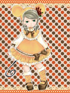 Rating: Safe Score: 0 Tags: 1girl animal_ears cheese dress drill_hair frills green_eyes halftone halftone_background image kanaria mouse_ears mouse_tail polka_dot polka_dot_background polka_dot_legwear shoes solo standing User: admin