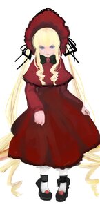 Rating: Safe Score: 0 Tags: 1girl blonde_hair blue_eyes bonnet bow bowtie capelet dress full_body image long_hair long_sleeves looking_at_viewer red_dress shinku shoes solo standing twintails very_long_hair white_background white_legwear User: admin