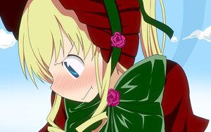 Rating: Safe Score: 0 Tags: 1girl blonde_hair blue_eyes blush bonnet bow flower image long_hair pink_rose rose shinku solo twintails User: admin