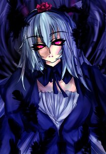 Rating: Safe Score: 0 Tags: 1girl dress flower hairband image lolita_fashion long_hair silver_hair solo suigintou upper_body User: admin