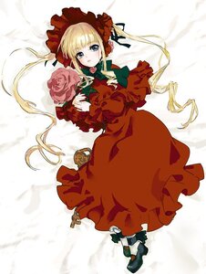 Rating: Safe Score: 0 Tags: 1girl aqua_eyes blanket blonde_hair blue_eyes bonnet bow capelet closed_mouth commentary_request dress flower full_body gothic_lolita green_bow hanakuso image key lolita_fashion long_hair long_sleeves looking_at_viewer lying red_dress red_flower rose rozen_maiden shinku shoes solo twintails very_long_hair User: admin